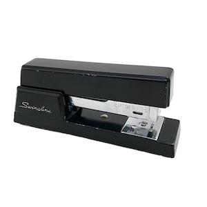 Vintage // SWINGLINE 737 Black Stapler, Heavy Duty Industrial Metal Desk Stapler, Art Deco, Office Gifts, Sustainable Living Tool // 1960s