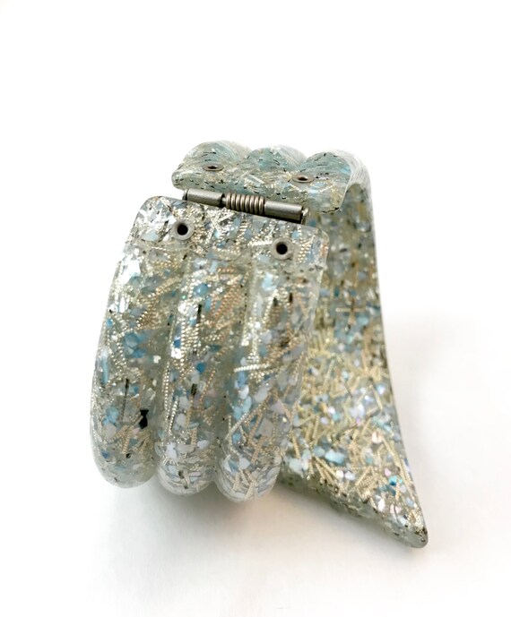 Vintage // Confetti Lucite Clamper Bracelet, Gift… - image 4