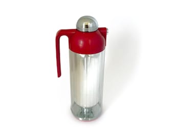 Vintage // Crown Corning Thermos Carafe Red Acrylic Coffee Pot Japan, MCM
