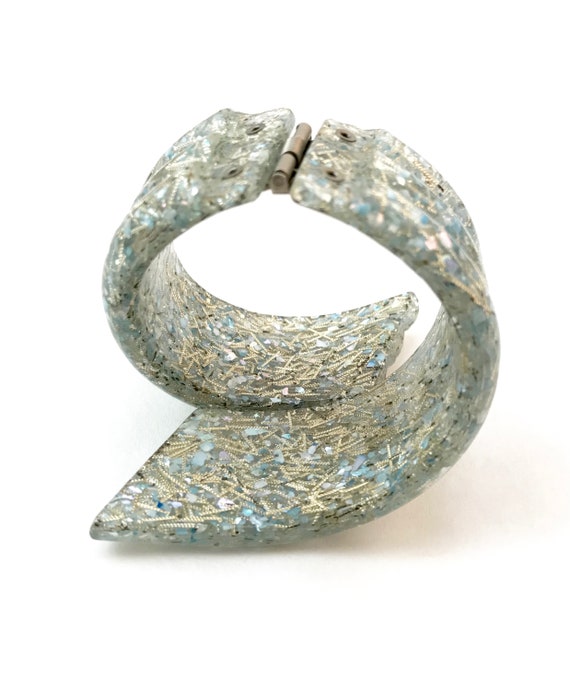 Vintage // Confetti Lucite Clamper Bracelet, Gift… - image 2