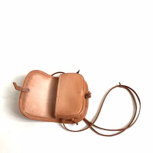 Vintage // Boho Chic, Small Saddle Leather Shoulder Purse, Handbag // 1970s