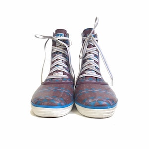 Vintage // KEDS Rubber Rainboots Plum & Turquoise Lace Up Shoe Boot High Top, Women&#39;s Size 8 // 1990s