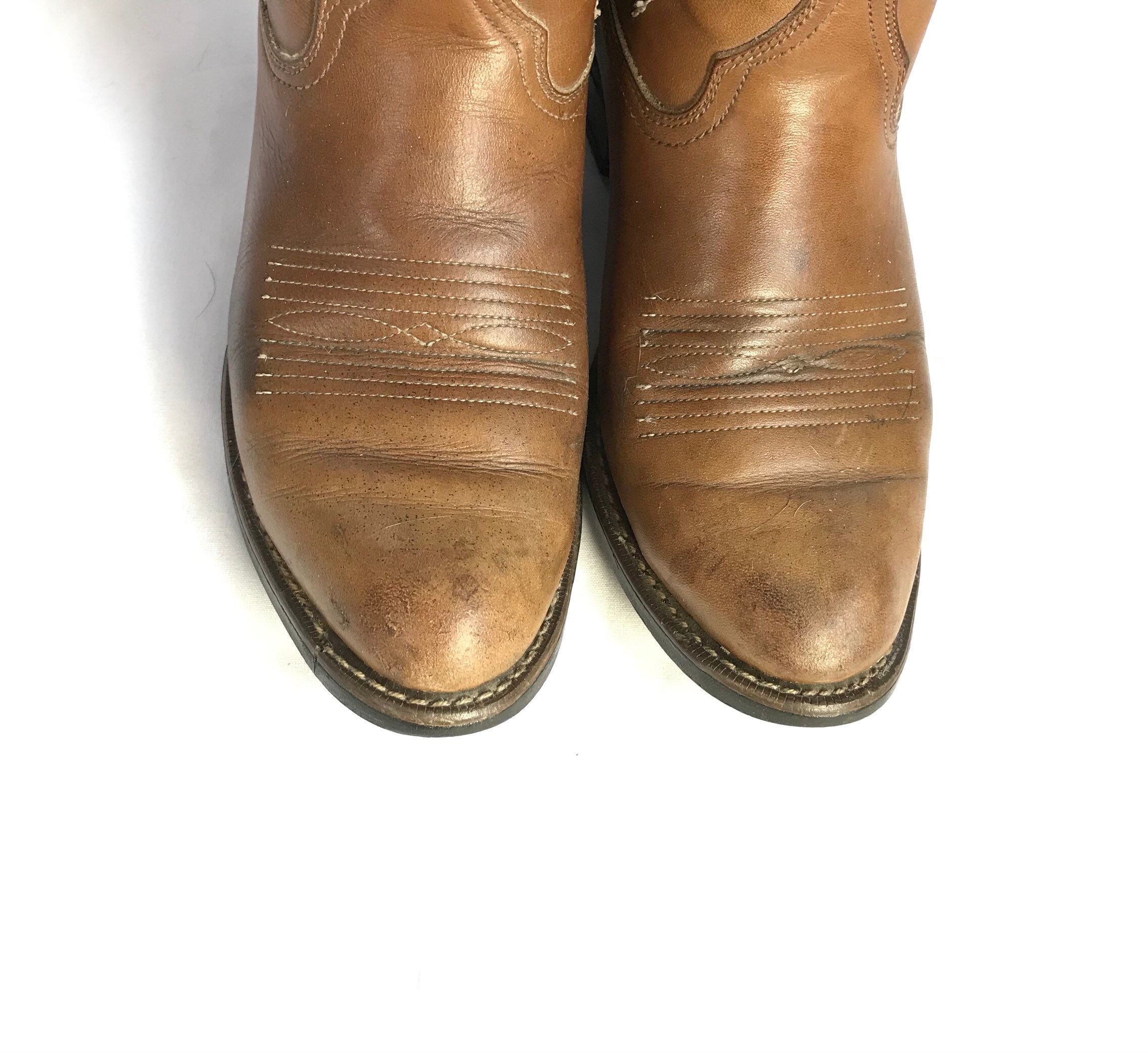 Vintage // USA Made Tobacco Brown Western Boot Men's 8.5D | Etsy