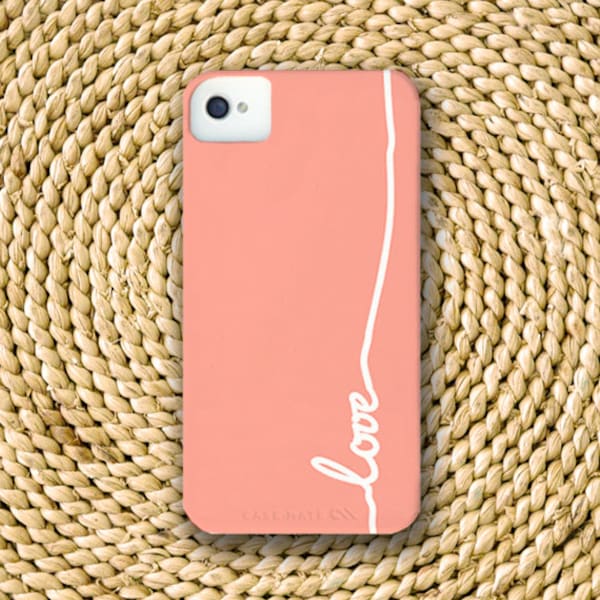 Corsiva amore appena l&igrave; Snap-On Hard plastica iPhone 4 caso in Soft Rose rosa (In Stock &amp; pronte a spedire)