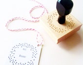 Confetti Dots To / From Gift Tag Stamp - for Valentines, Weddings, Holidays, Birthday - 2" x 2" - Wood Mounted, Handle OR Self-Inking