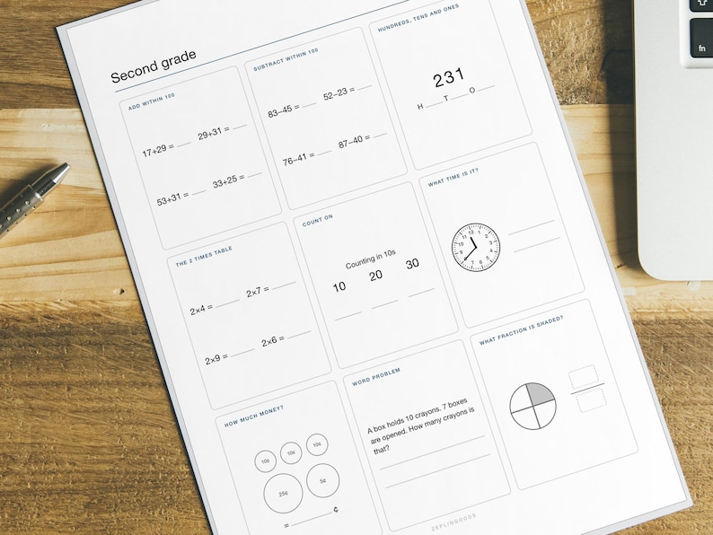 Second Grade Worksheets Printable, 40 Math Sheets PDF With Answer Key ...