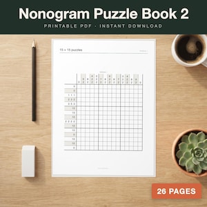Nonogrampusselbok 2, 20 bildlogikpussel (PDF-nedladdning)