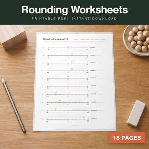 Rounding Worksheets Printable, Round to Nearest 10 100 1000, Number Line, 3rd 4th Grade Math, Place Value, Estimation PDF Answer Key