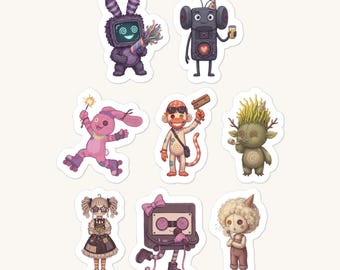 New Year Sticker Sheet – Creepy Cute Midnight Party Stickers, Confetti and Sparkler Decals (6x8 in)