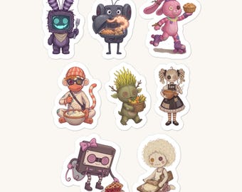 Thanksgiving Sticker Sheet – Creepy Cute Harvest Stickers, Pie and Cider Vinyl Decals (6x8 in)