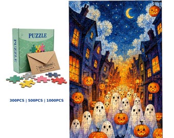Rompecabezas "Desfile de fantasmas espeluznante", arte de Halloween "Noche estrellada" (300-1000 piezas)