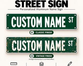 Letrero de calle personalizado de 16 x 4 pulgadas, letrero de nombre de aluminio personalizado, letrero de carretera vintage, decoración de pared de metal personalizada, letrero de nombre de calle