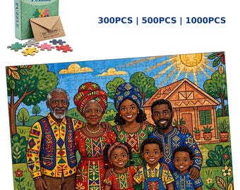 Rompecabezas familiar de herencia africana, arte cultural colorido, regalo sin spoilers (300-1000 piezas)