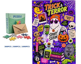 Rompecabezas de pegatinas maximalistas de Halloween, fantasma pop-art, 300-1000 piezas