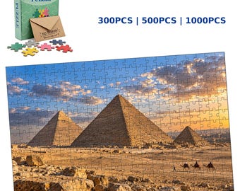 Rompecabezas de las Pirámides de Giza al atardecer, paisaje del desierto de Egipto (300-1000 piezas)
