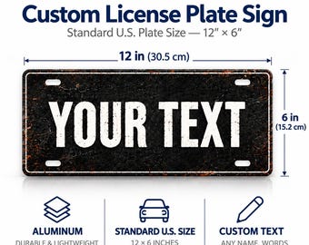 Placa decorativa de aluminio personalizada para matrícula, con foto o nombre, de 30 x 15 cm (12 x 6 pulgadas).