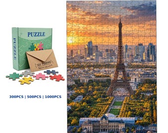 Rompecabezas de la Torre Eiffel al atardecer, horizonte de París, decoración romántica para la pared (300-1000 piezas)