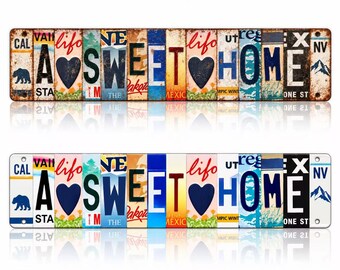 Letrero decorativo con letras de matrícula vintage, 40 x 10 cm, de aluminio, para pared, estilo rústico, ideal como regalo de inauguración.