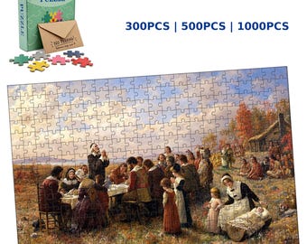 Rompecabezas vintage de Acción de Gracias, arte histórico de la fiesta de la cosecha (300-1000 piezas)