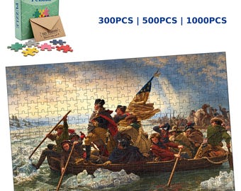 Rompecabezas "Washington cruzando el río Delaware", arte patriótico de la historia estadounidense (300-1000 piezas)