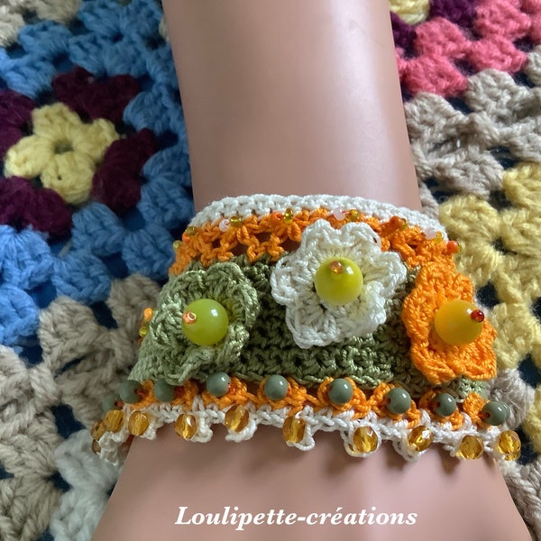 Bracelet au choix, broderie de perles et crochet