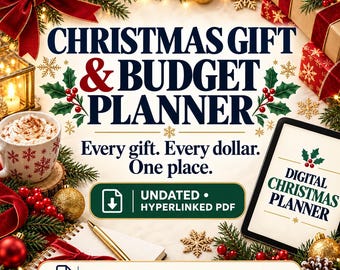 Weihnachtsgeschenk- und Budgetplaner für GoodNotes: Undatiertes, verlinktes PDF