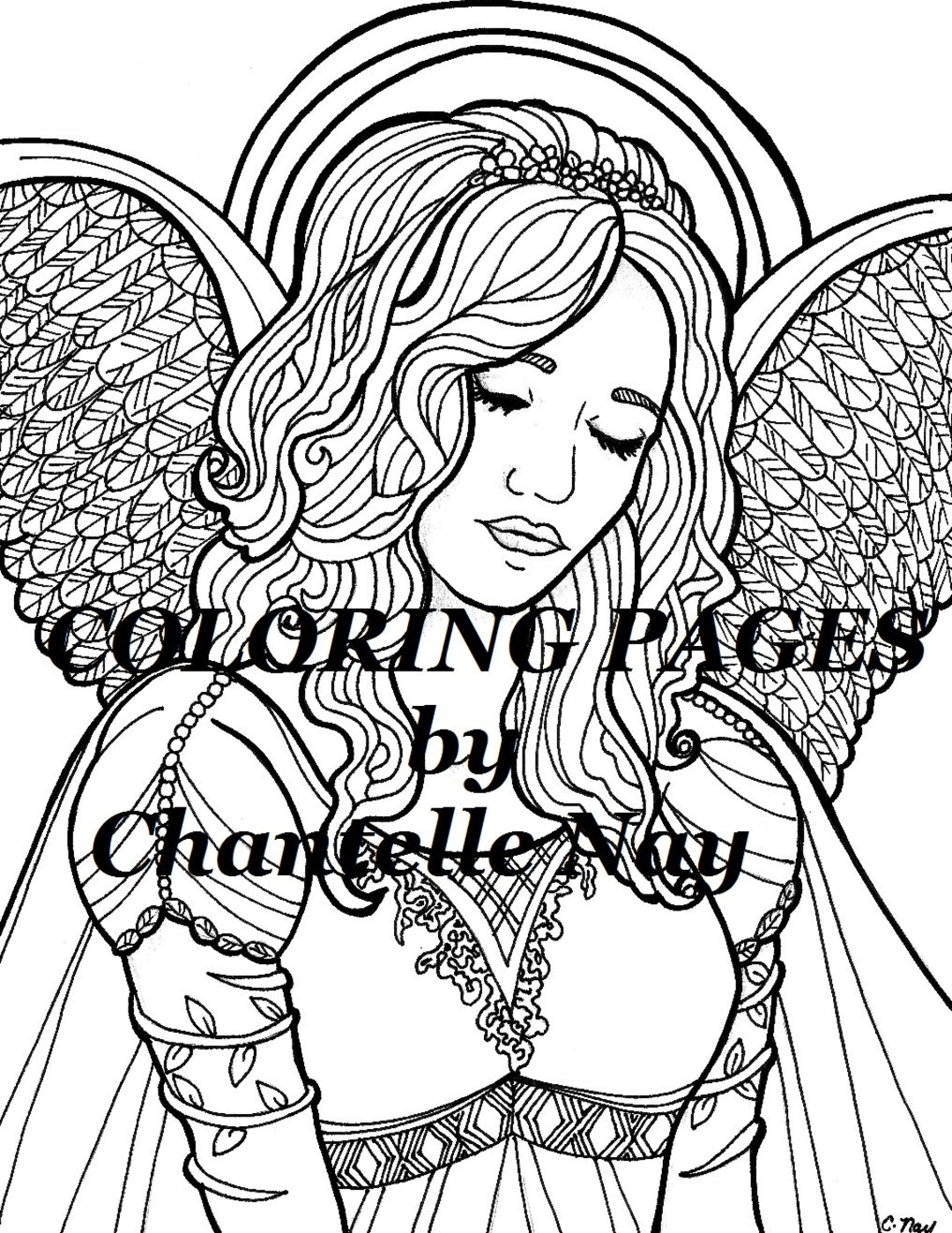 Kylie, Coloring Page, Angel, Woman, Face, Adult Coloring Picture ...