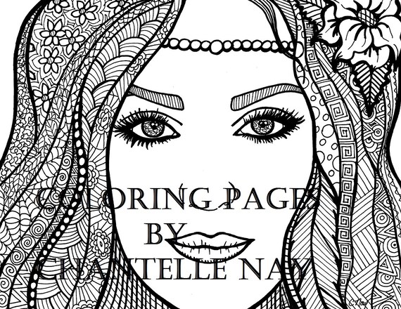 Elora Coloring Page Woman Face Adult Coloring Picture Etsy