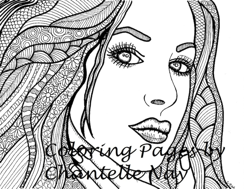 Beautiful Girl, Coloring Page, Woman, Face, Adult Coloring Picture ...