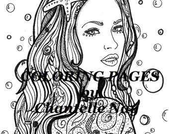 Megan, Coloring page, woman, face, adult coloring picture, digital, zentangle, advanced coloring, printable coloring page