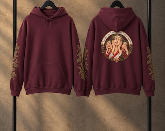 Unisex Hoodie Sweatshirt, Vintage Dark Academia Hoodie, Ivy Sleeve Printed, Three Wise Women Renaissance Sweatshirt,