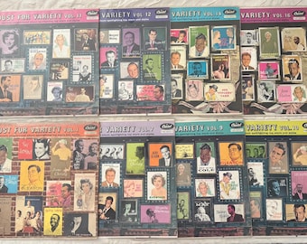 Vintage Capitol Just for Variety LP Lot, 8 Vinyl Records, Volumes 1, 7, 9, 10, 11, 12, 14 & 16