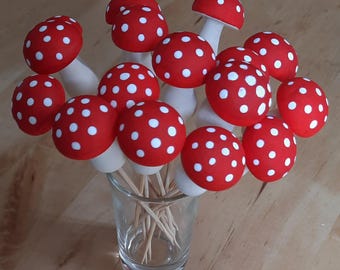 Easter Mushroom Toothpick Decorations: Cupcake Topper, Cocktail Picks, Finger Food, Charcutier Board Picks, Food Garnish Skewers, Set of 8