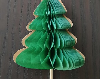 Christmas Beehive/Honeycomb Paper Tree Decoration: Cupcake Toppers, Finger Food, Charcutier Board Picks, Food Garnish Skewer (6 pcs)