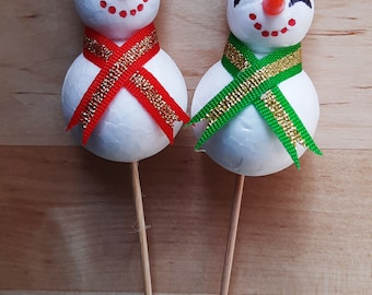 Snowman Christmas-New Year Pick Decoration: Cocktail Picks, Appetizer, Charcutier Board Picks, Food Garnish Skewers (6 pcs)