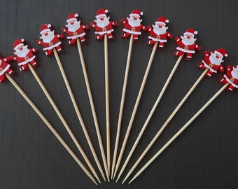 Santa Picks: Cupcake Toppers, Fruit Picks, Cocktail, Finger Food, Charcutier Board, Skewer (30pcs)