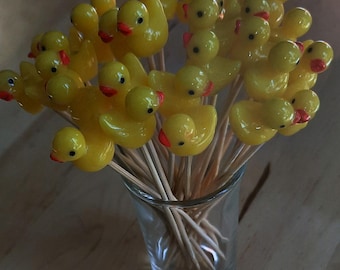 Easter Duck Chick Toothpick Decoration: Cupcake Topper, Finger Food, Charcutier Board Picks, Food Garnish Skewers (Set of 12)