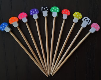 30 Mini Mushroom Toothpick Decorations: Cupcake Topper, Cocktail Picks, Finger Food, Charcutier Board Picks, Food Garnish Skewer