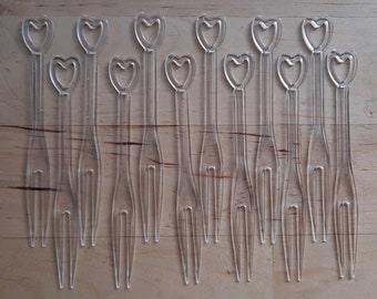 Clear Heart Fruit Forks: Valentine's Day Appetizer Picks, Appetizer, Finger Food, Charcutier Board Picks, Food Skewers (40 picks)