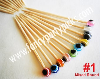 Evil Eye Party Pick Decorations: Cocktail Picks, Appetizer, Finger Food, Charcutier Board Picks, Food Garnish Skewers (40pcs)