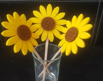 Sunflower Picks: Cocktail Picks, Appetizer, Finger Food, Charcutier Board Picks, Food Garnish Skewers (set of 6)