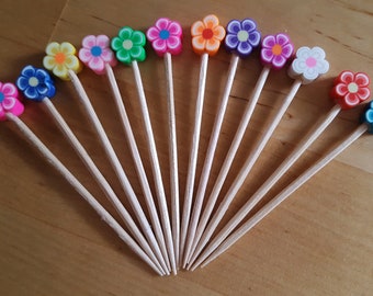Mini Flower Toothpick Decorations: Colorful Appetizer Picks, 40pcs