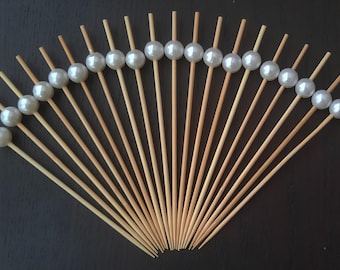 Pearl Bead Toothpick Decorations: Appetizer, Finger food Skewers, Cocktail Picks - 40pcs