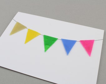 Recycled Beach Plastic Greeting Card with Bunting Flags