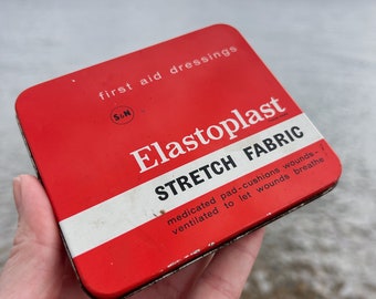 Vintage Red Elastoplast Tin with Beach Finds
