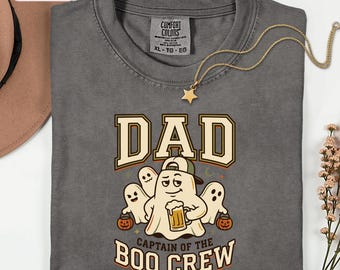 Dad Boo Crew Halloween Shirt, Spooky Ghost Dad Beer Tee,