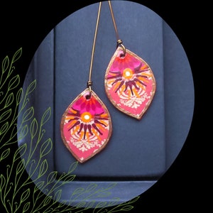 Pink Orange Floral Paper Earring Headpin Charm/3 Inch/DIY Boho Earring Making/3/Pkg. 2 image 4
