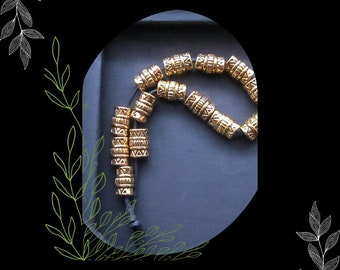 Tribal Bright Antique Gold Finish Tube Bead/DIY Boho Beading/Pkg. 14