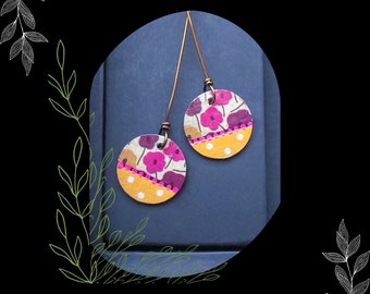 Pink Orange Floral Paper Earring Headpin Charm/3 Inch/DIY Boho Earring Making/#3/Pkg. 2