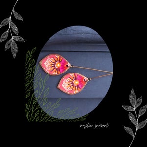 Pink Orange Floral Paper Earring Headpin Charm/3 Inch/DIY Boho Earring Making/3/Pkg. 2 image 2